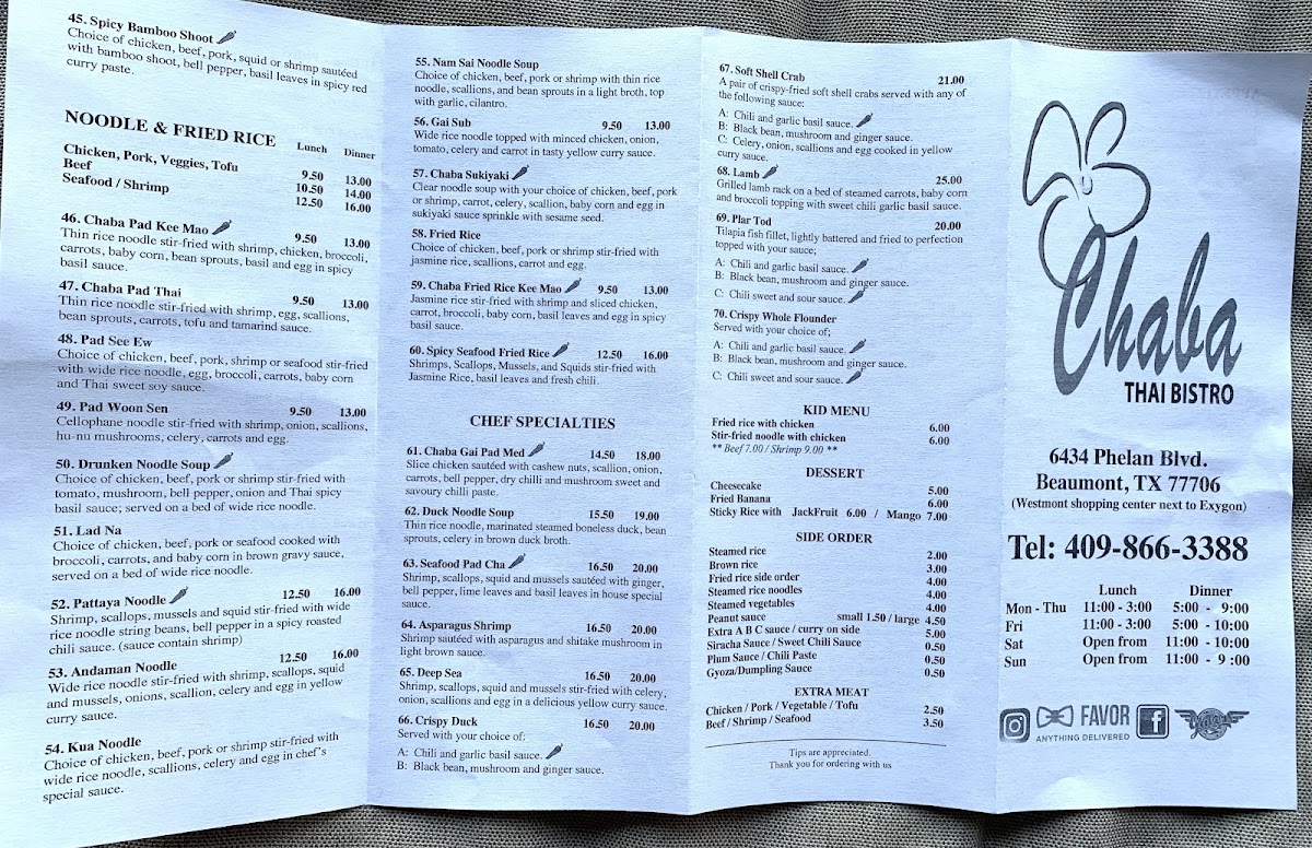 Chaba Thai Bistro Menu - Image 5